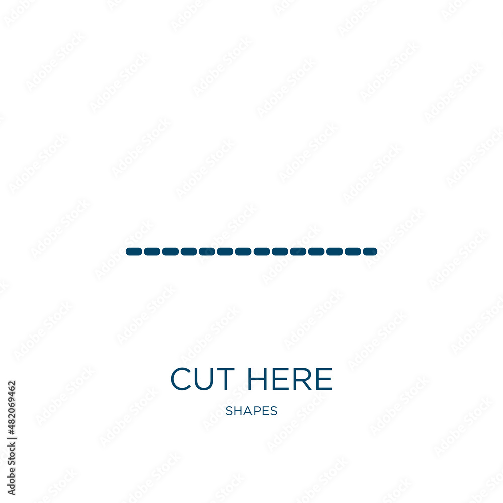cut here icon from shapes collection. Thin linear cut here, cut, here ...
