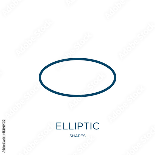 elliptic icon from shapes collection. Thin linear elliptic, elliptical, circle outline icon isolated on white background. Line vector elliptic sign, symbol for web and mobile