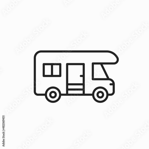Motorhome icons set. Outline set of motorhome vector icons for web design isolated on white background. Caravan Vector Line Icon - Simple Thin Line Icon, Motor house icon, outline style