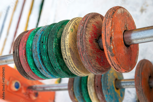 This is a wooden abacus on the outdoor playground