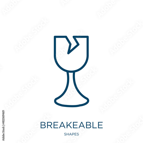 breakeable icon from shapes collection. Thin linear breakeable, glass, careful outline icon isolated on white background. Line vector breakeable sign, symbol for web and mobile