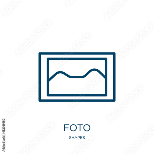 foto icon from shapes collection. Thin linear foto, picture, film outline icon isolated on white background. Line vector foto sign, symbol for web and mobile