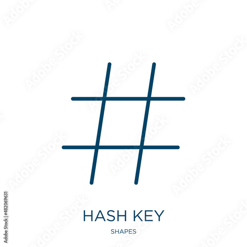 hash key icon from shapes collection. Thin linear hash key, trend, number outline icon isolated on white background. Line vector hash key sign, symbol for web and mobile