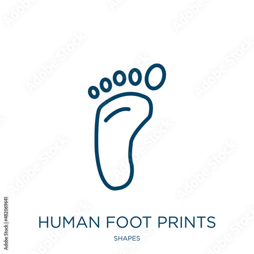 human foot prints icon from shapes collection. Thin linear human foot prints, leg, footstep outline icon isolated on white background. Line vector human foot prints sign, symbol for web and mobile