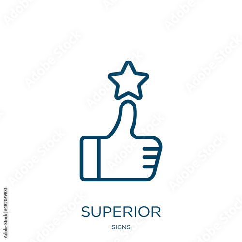 superior icon from signs collection. Thin linear superior, business, quality outline icon isolated on white background. Line vector superior sign, symbol for web and mobile