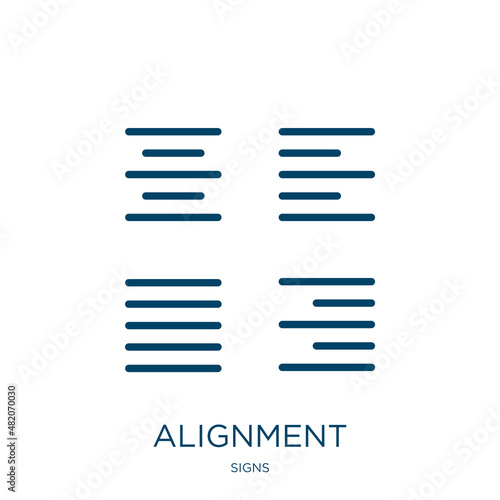alignment icon from signs collection. Thin linear alignment, telephone, phone outline icon isolated on white background. Line vector alignment sign, symbol for web and mobile