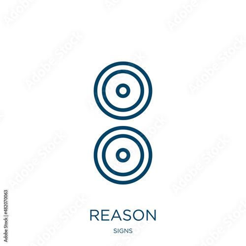 reason symbol icon from signs collection. Thin linear reason symbol, business, text outline icon isolated on white background. Line vector reason symbol sign, symbol for web and mobile