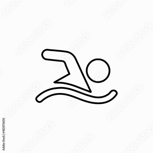 swimmer icon, swim in pool, thin line web symbol on white background - editable stroke vector illustration eps10. Swimming icon, Vector