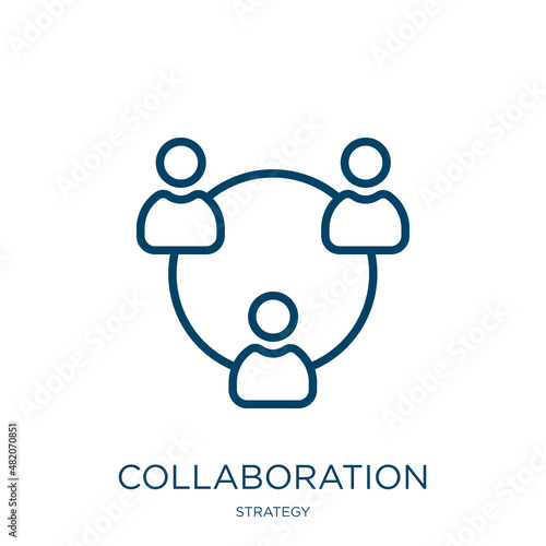 collaboration icon from strategy collection. Thin linear collaboration, business, development outline icon isolated on white background. Line vector collaboration sign, symbol for web and mobile