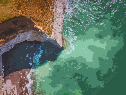 Fotografie, Obraz Freshwater Bay, Isle of Wight from Above