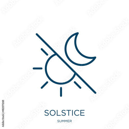 solstice icon from summer collection. Thin linear solstice, warm, light outline icon isolated on white background. Line vector solstice sign, symbol for web and mobile