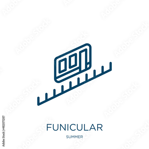 funicular icon from summer collection. Thin linear funicular, travel, tourism outline icon isolated on white background. Line vector funicular sign, symbol for web and mobile