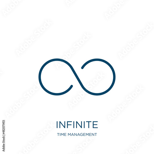 infinite icon from time management collection. Thin linear infinite, business, template outline icon isolated on white background. Line vector infinite sign, symbol for web and mobile