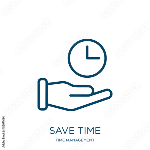 save time icon from time management collection. Thin linear save time, time, investment outline icon isolated on white background. Line vector save time sign, symbol for web and mobile