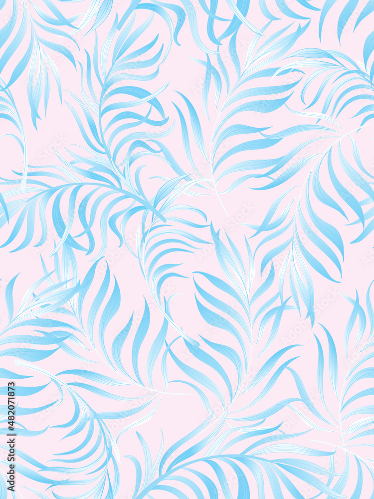 Jungle vector pattern with tropical leaves.Trendy summer print. Exotic seamless background.	
