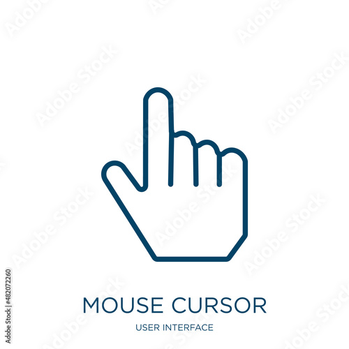 mouse cursor icon from user interface collection. Thin linear mouse cursor, cursor, mouse outline icon isolated on white background. Line vector mouse cursor sign, symbol for web and mobile