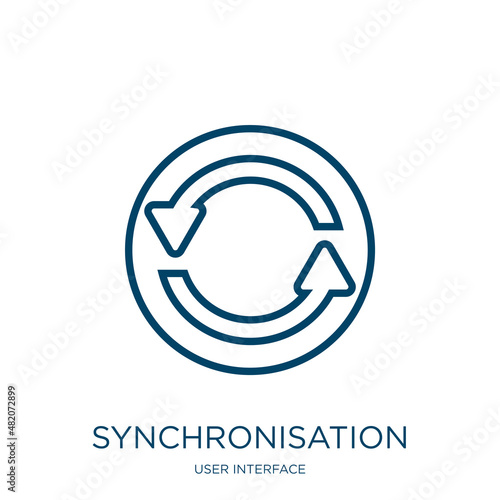 synchronisation icon from user interface collection. Thin linear synchronisation, computer, business outline icon isolated on white background. Line vector synchronisation sign, symbol for web and