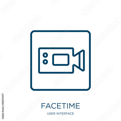facetime icon from user interface collection. Thin linear facetime, computer, communication outline icon isolated on white background. Line vector facetime sign, symbol for web and mobile