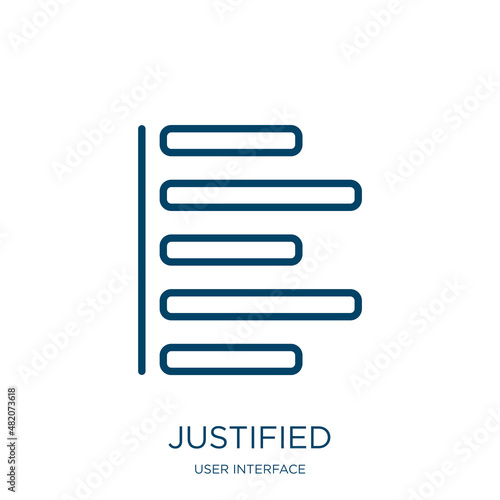 justified icon from user interface collection. Thin linear justified, text, app outline icon isolated on white background. Line vector justified sign, symbol for web and mobile