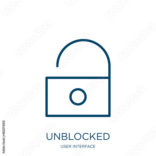 unblocked icon from user interface collection. Thin linear unblocked, unblock, solution outline icon isolated on white background. Line vector unblocked sign, symbol for web and mobile