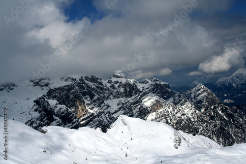 Julian Alps at the winter in Triglav National Park, Slovenia. This picture was taken top of the Mount Visevnik.
