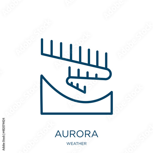 aurora icon from weather collection. Thin linear aurora, flare, sparkle outline icon isolated on white background. Line vector aurora sign, symbol for web and mobile
