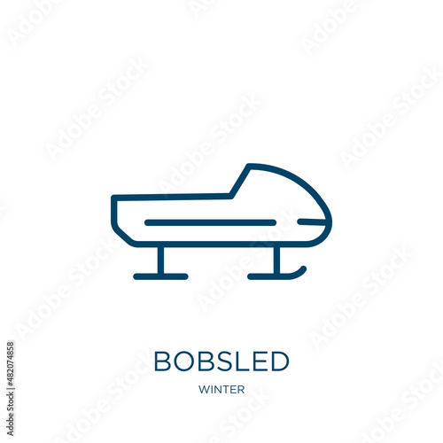 bobsled icon from winter collection. Thin linear bobsled, game, competition outline icon isolated on white background. Line vector bobsled sign, symbol for web and mobile