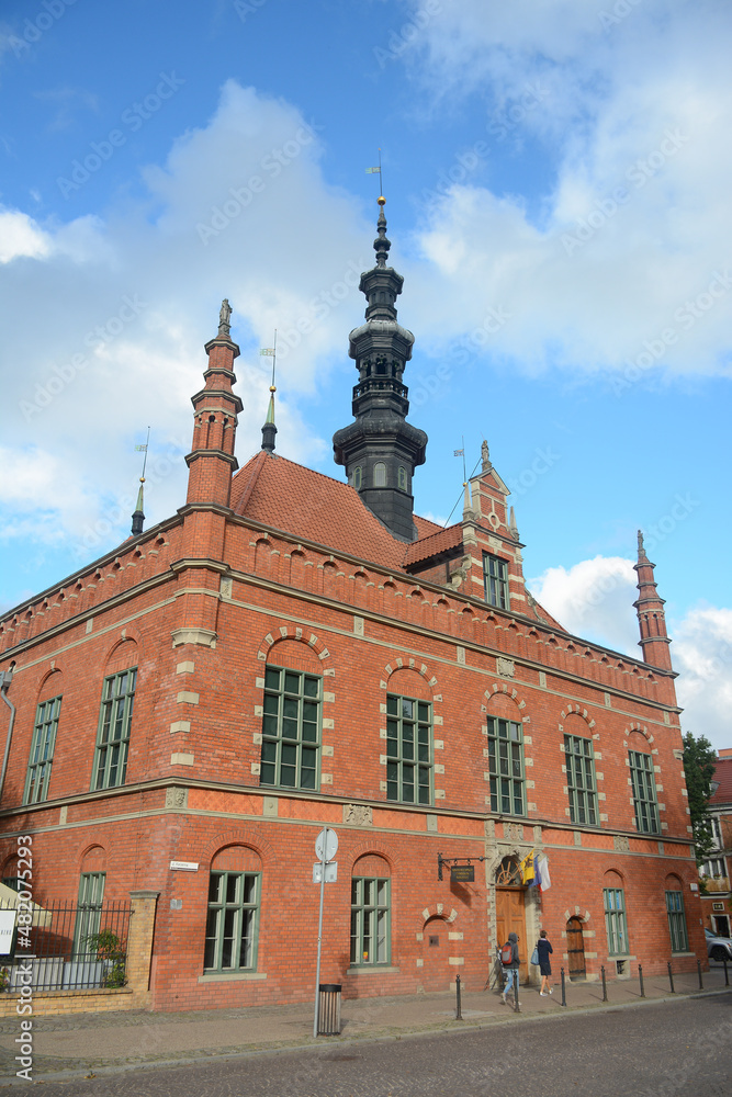 Fototapeta premium Gdansk, Poland - September 21, 2021: View from the bridge called Most Chlebowy (Most Milosci)