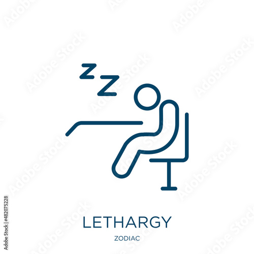 lethargy icon from zodiac collection. Thin linear lethargy, sick, diagnosis outline icon isolated on white background. Line vector lethargy sign, symbol for web and mobile