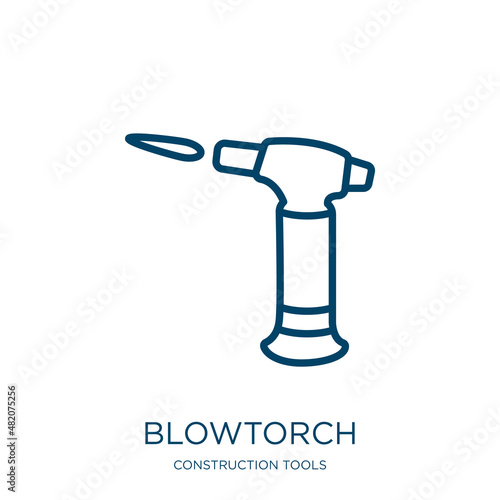 blowtorch icon from construction tools collection. Thin linear blowtorch, gas, burner outline icon isolated on white background. Line vector blowtorch sign, symbol for web and mobile