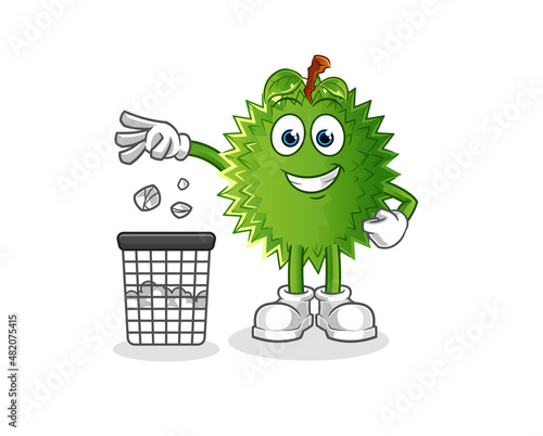 durian Throw garbage mascot. cartoon vector