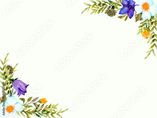 hand drawn spring flowers frame