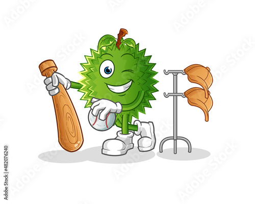 durian playing baseball mascot. cartoon vector