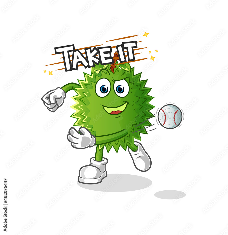 Obraz premium durian throwing baseball vector. cartoon character