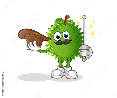 durian fencer character. cartoon mascot vector