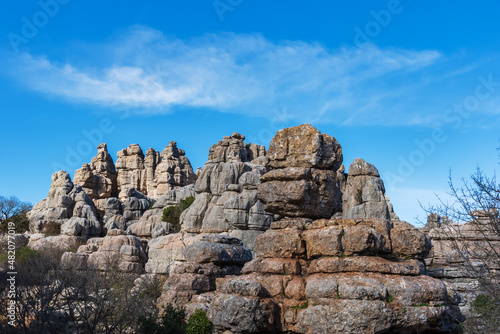 Natural area El Torcal de Antequera, landscape of karstic stone shaped by the weather.