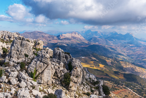 Landscape of the mountains of Malaga from the Torcal de Antequera natural area. photo