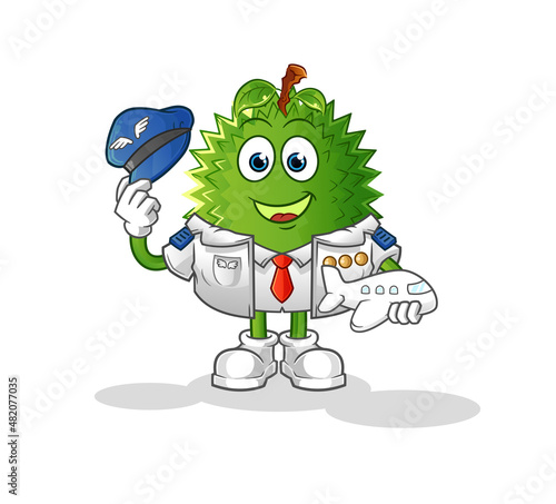 durian pilot mascot. cartoon vector