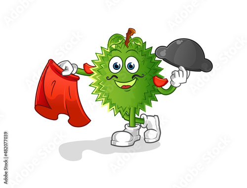durian matador with red cloth illustration. character vector