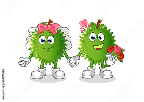 durian wedding cartoon. cartoon mascot vector