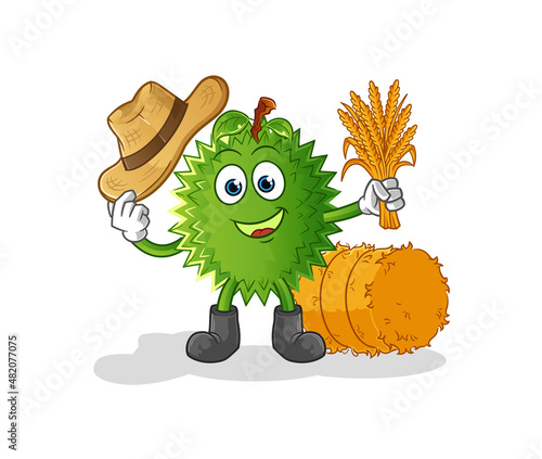 durian farmer mascot. cartoon vector