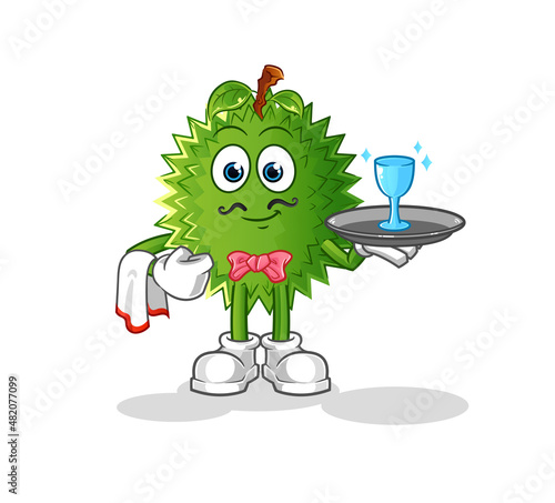durian waiter cartoon. cartoon mascot vector