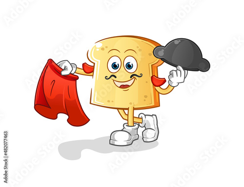 white bread matador with red cloth illustration. character vector