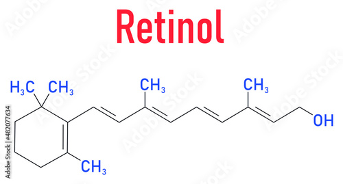 Vitamin A or retinol molecule. Skeletal formula.