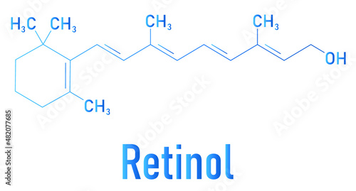 Vitamin A or retinol molecule. Skeletal formula.