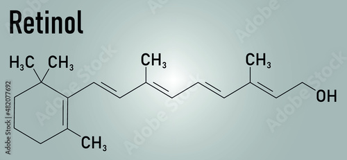 Vitamin A or retinol molecule. Skeletal formula.