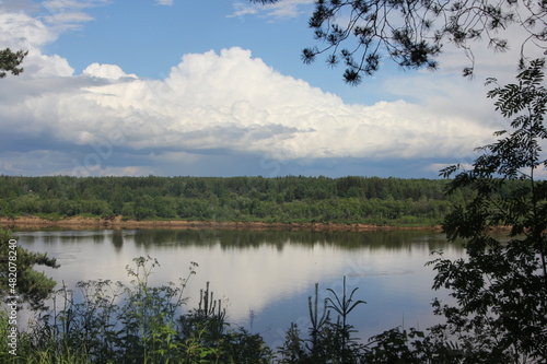 view of the river, forest and clouds © SergeyD