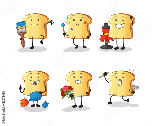 white bread artist group character. cartoon mascot vector