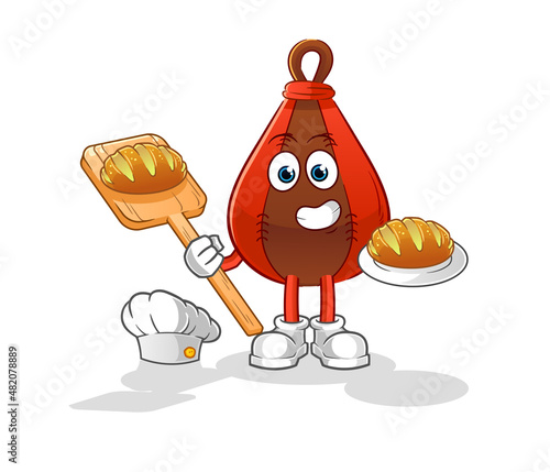 speed bag baker with bread. cartoon mascot vector