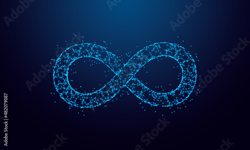 Fotografiet DevOps infinity symbol for agile software developement and operations methodology made with connected particles